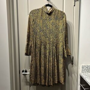 Dorothee Schumacher Tunic/Dress, Long Sleeve, Navy & Gold, Zip Up Back, Size 1